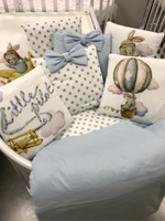 Комплект в кроватку 18 предметов "Кролик пилот голубой", сатин