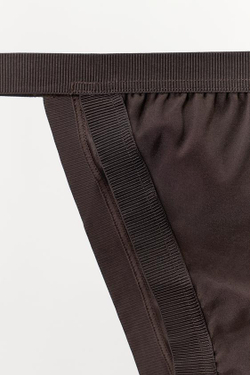 ZARA ТРУСЫ ИЗ СМЕСИ ШЕЛКА С РЕЗИНКАМИ, ТЕМНО-КОРИЧНЕВЫЙ