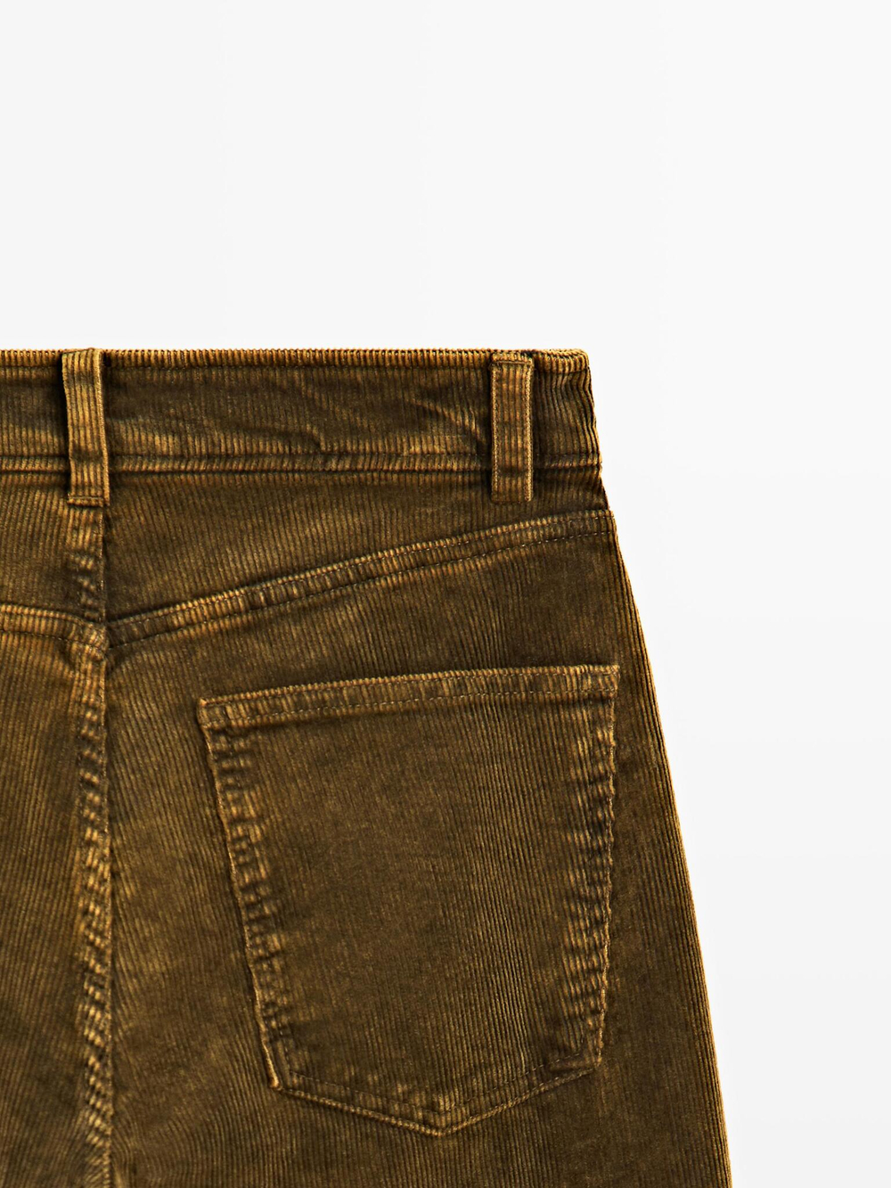 Massimo Dutti Брюки прямого кроя из вельвета, окрашенного сернистым красителем, горчично-желтый