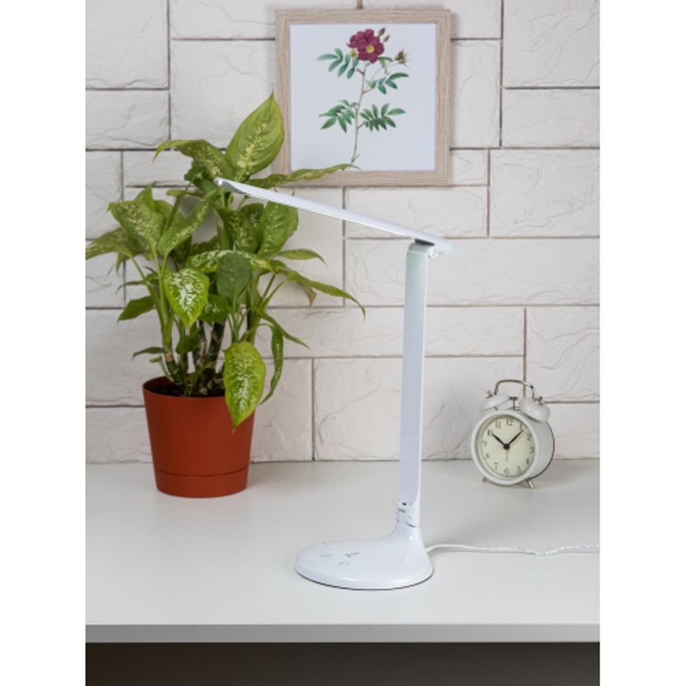 Настольный светильник ЭРА NLED-482-10W-W светодиодный с ночником белый
