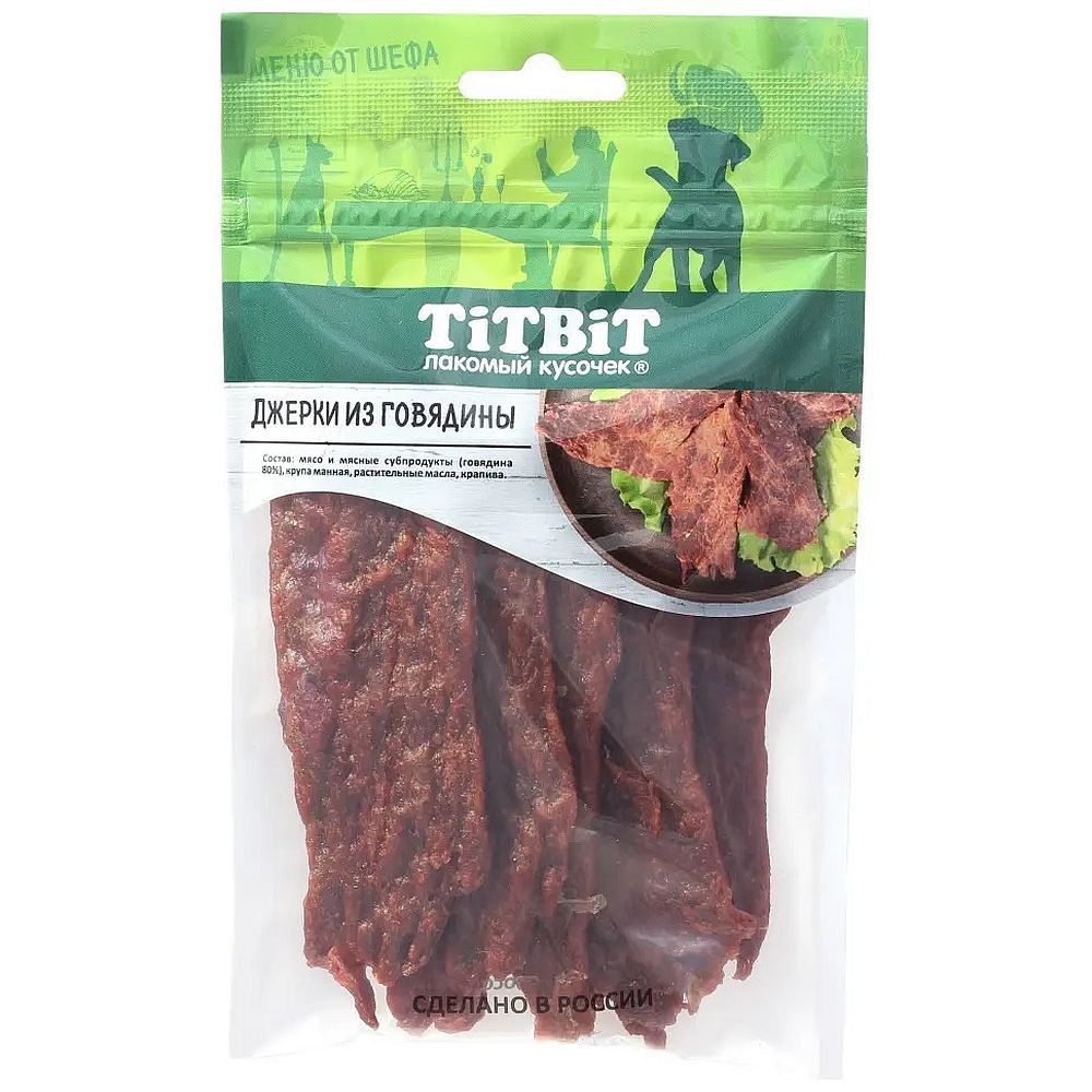 Лакомство для собак TitBit Джерки мясные из говядины Меню от Шефа 70 г