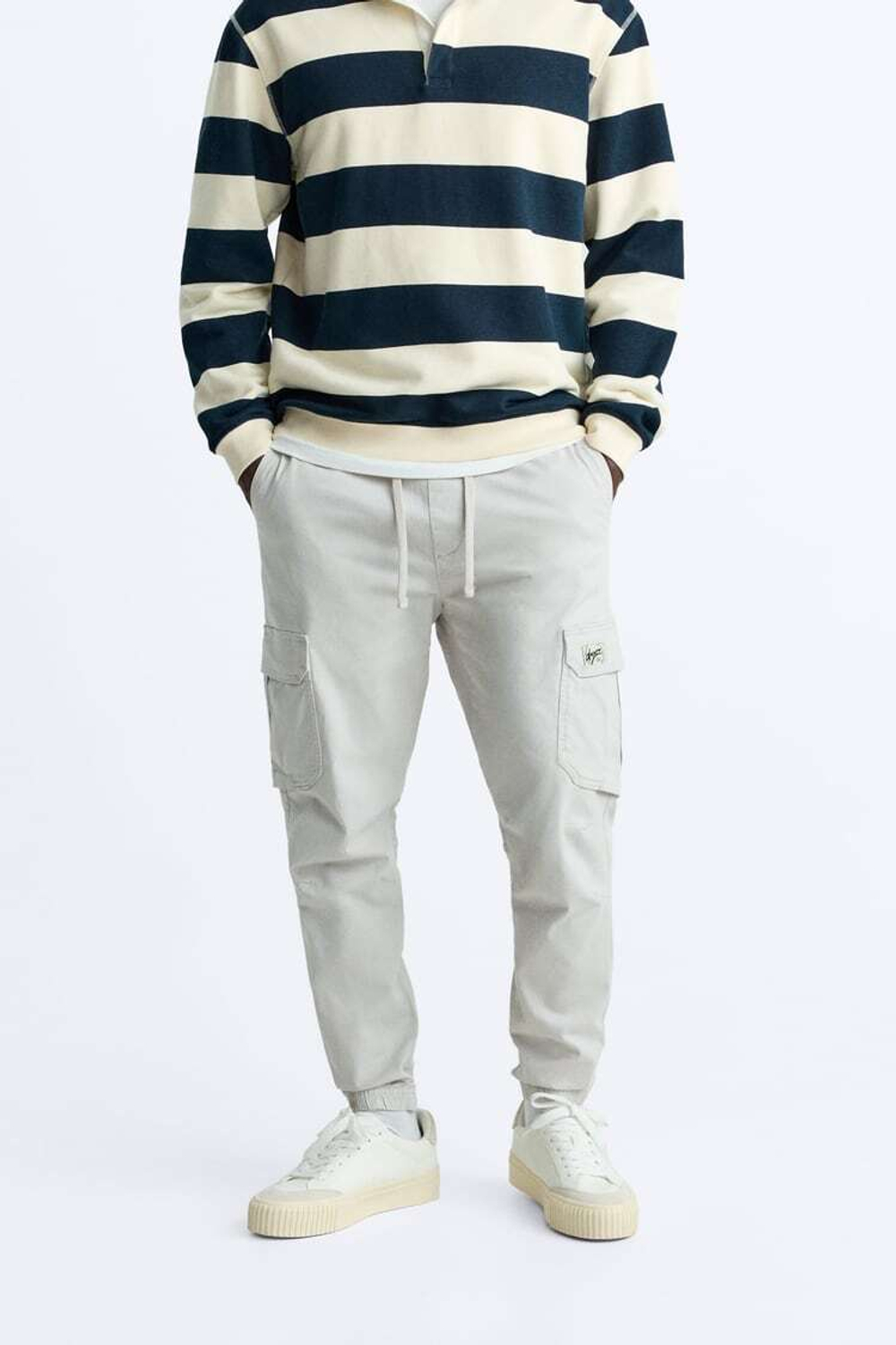 ZARA БРЮКИ КАРГО, ЦВЕТ ЛЬДА