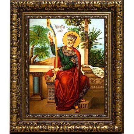 Давид Святой царь и пророк, псалмопевец. Икона на холсте.