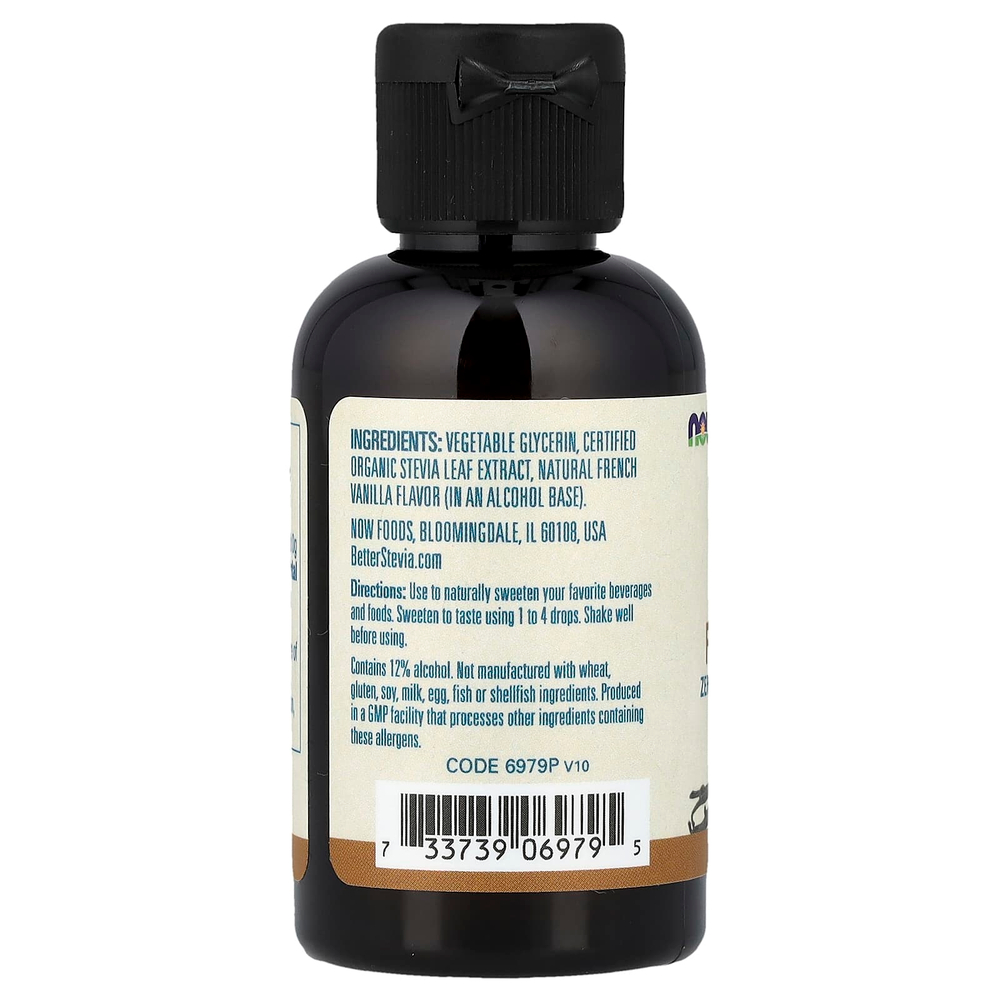 NOW Foods, Better Stevia®, жидкий подсластитель с нулевой калорийностью, французская ваниль, 59 мл (2 жидк. унции)