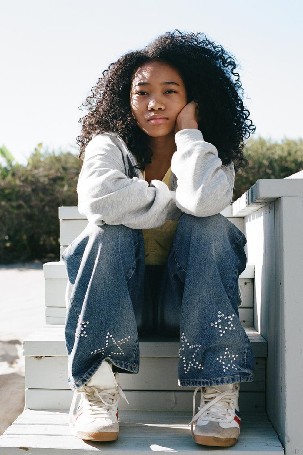 ZARA ДЖИНСЫ WIDE LEG СО СТРАЗАМИ «ЗВЕЗДЫ», СИНИЙ