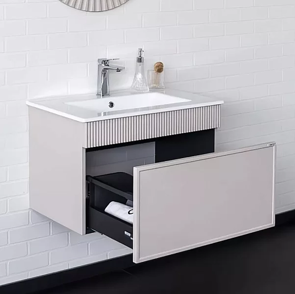 Тумба с раковиной Comforty Мадрид 70 00-00020643 серый шелк