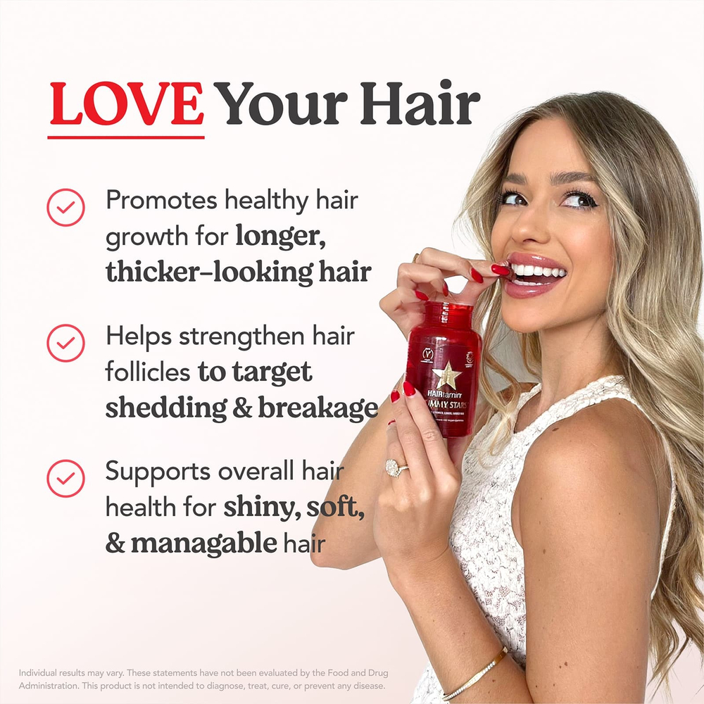 HAIRtamin, Gummy Stars ™, смесь суперфруктов, 60 веганских жевательных мармеладок