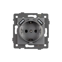 Механизм розетки с USB зарядкой SCT-MUAA-PL-GR-V (250V, 16A) (Arlight, -) 049820