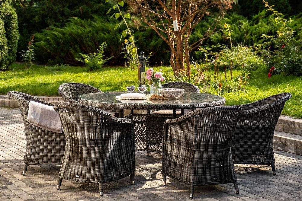 "Эспрессо–150 R" обеденная группа плетеная, цвет графит