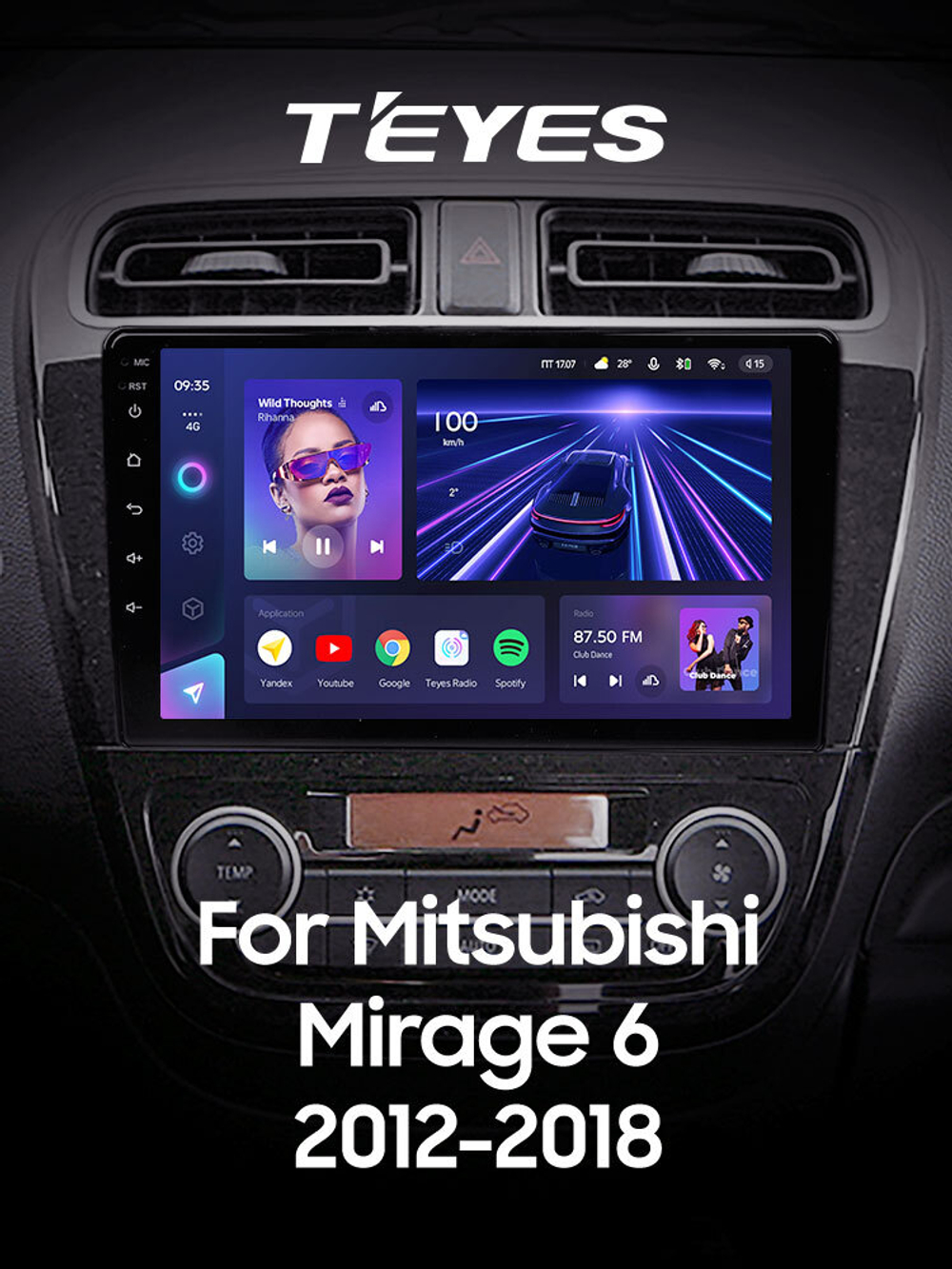 Teyes CC3 9" для Mitsubishi Mirage 6 2012-2018