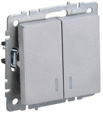 Выключатель 2-кл. СП BRITE ВС10-2-1-БрА 10А с индик. механизм алюм. IEK BR-V20-1-10-K47