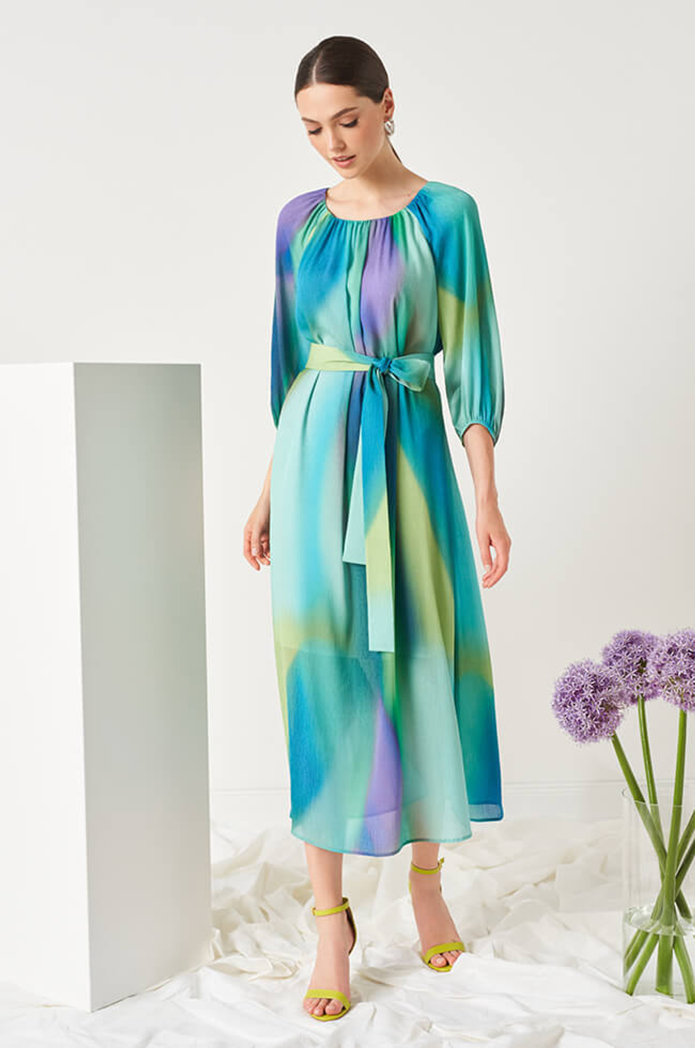 51470 Платье женское (изумрудный принт)