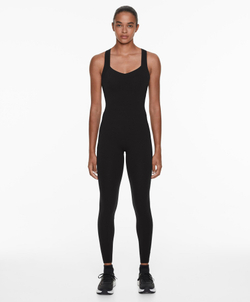 Oysho Компрессионный комбинезон Compressive с перекрестными бретелями, черный