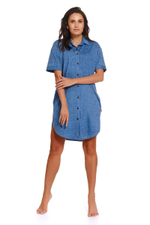 Оригинальное платье-рубашка на пуговках (Размер: S) (Цвет: синий)