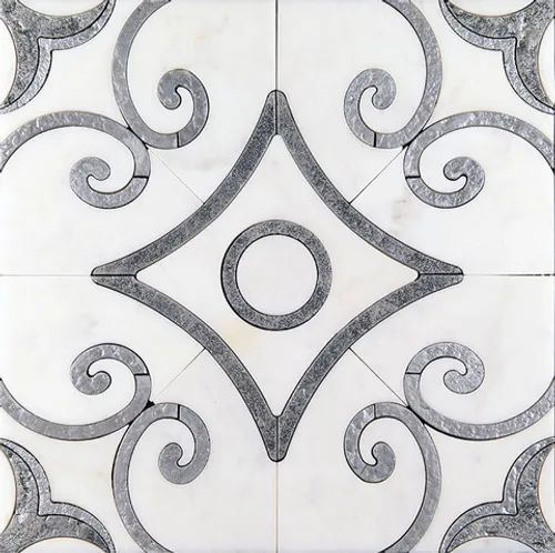 ACM-W-4/2 Итальянская мозаика мрамор Skalini Alcamo белая  светлая глянцевая