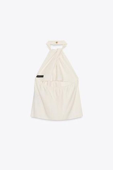 ZARA ТОП-ЖИЛЕТ С ГОРЛОВИНОЙ ХАЛТЕР, ЭКРЮ