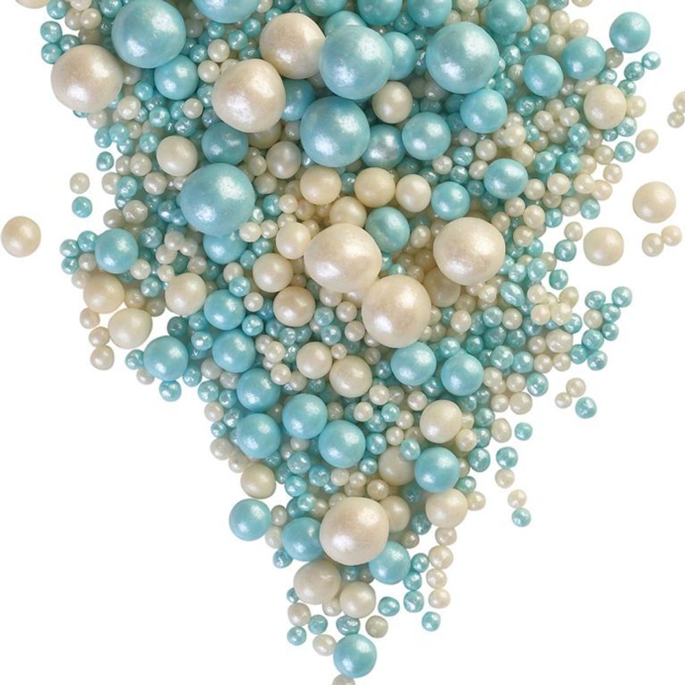 Драже зерновое в кондитерской глазури (195, Жемчуг бирюза, серебро) 1,5 кг