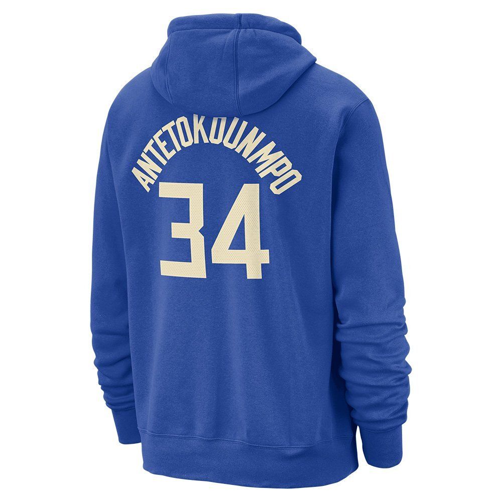 Баскетбольная толстовка Nike Club Milwaukee Bucks Giannis Antetokounmpo Blue Hoodie