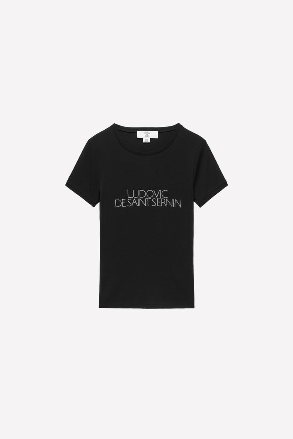 ZARA Х LUDOVIC DE SAINT SERNIN ФУТБОЛКА С КОРОТКИМИ РУКАВАМИ И БЛЕСТЯЩЕЙ НАДПИСЬЮ, ЧЕРНЫЙ