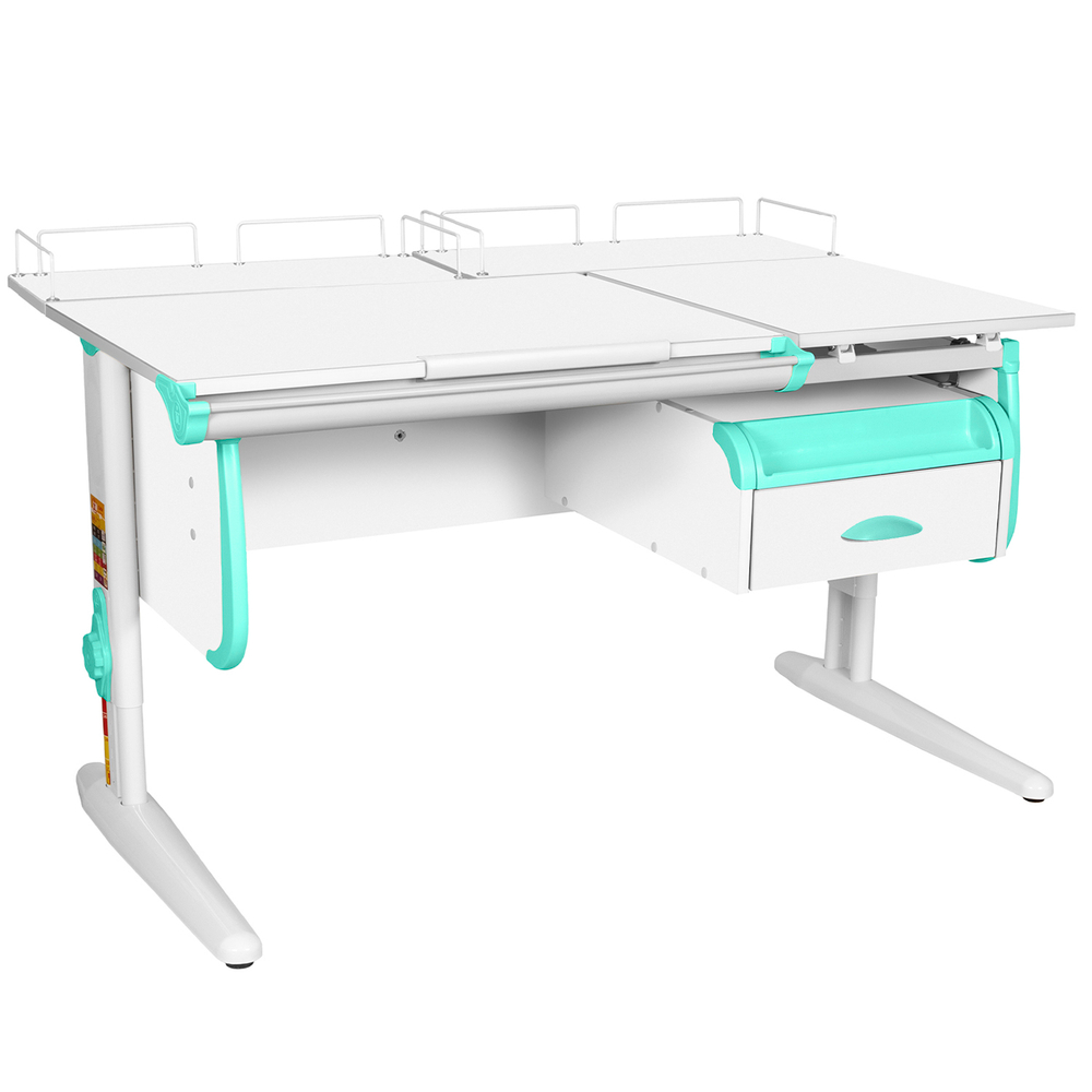 Растущая парта Дэми СУТ 25 с задними полками СУТ.15.210 и навесной тумбой (1200×880 мм)