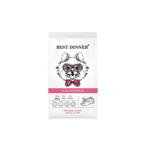 Сухой корм для собак Best Dinner Dog Adult Mini 1,5кг телятина с тыквой мелких пород
