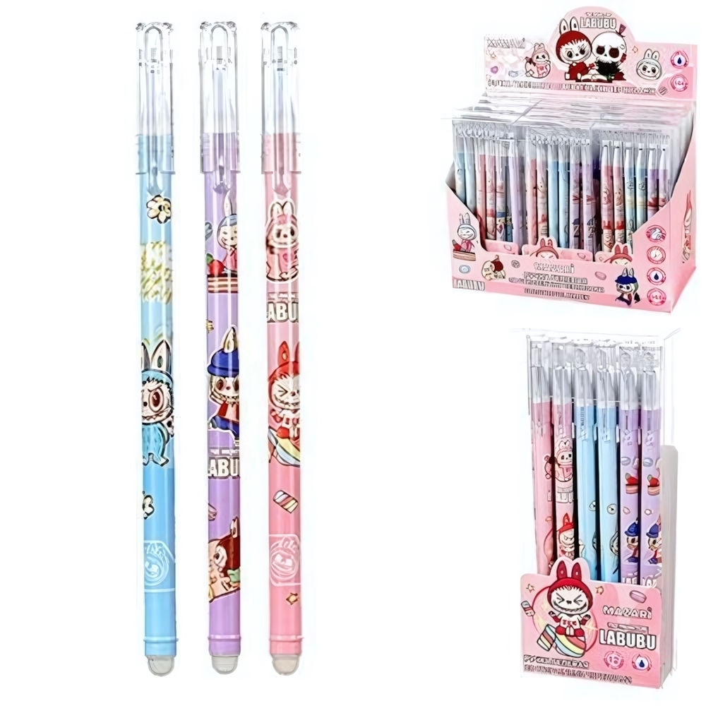 Ручка гель пиши-стирай 0,38мм. "Зубастик" синяя, термочувств.чернила, смен.стержень 130 мм. корп. цв