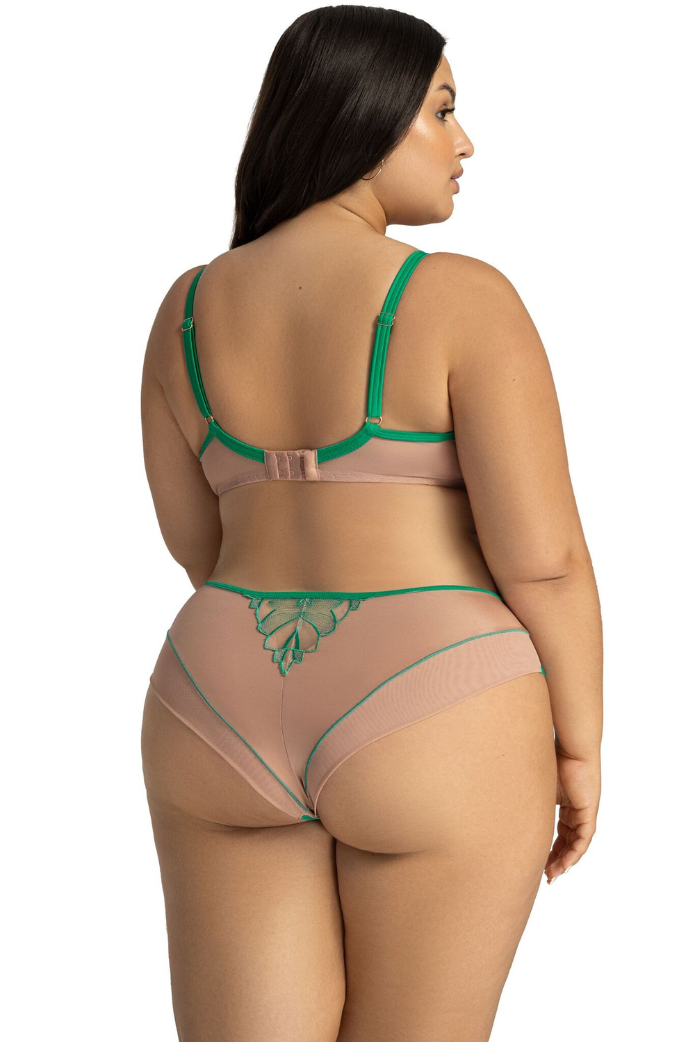 Трусики-бразилиана Moss с вышивкой (Размер: L) (Цвет: зеленый)