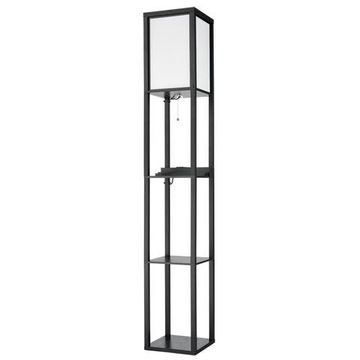 8093/1F COMFI LN25 361 черный/белый, дерево/текстиль Торшер Е27 1*60W 220V PRACTIC