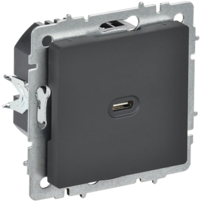 BRITE Розетка USB C 65Вт высокоскоростная зарядка РЮ12-1-БрГ графит IEK