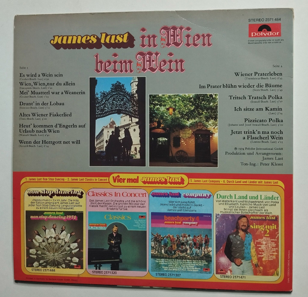Винтажная виниловая пластинка LP James Last In Wien Beim Wein (Germany 1974)