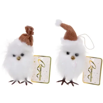 Подвеска «Совушка в зимнем колпачке» 12 см (в ассортименте), Шампань