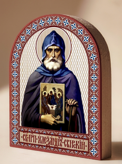 Икона аркой Александр Свирский (иконой) на дереве: 95 х 120 (Синопсисъ)