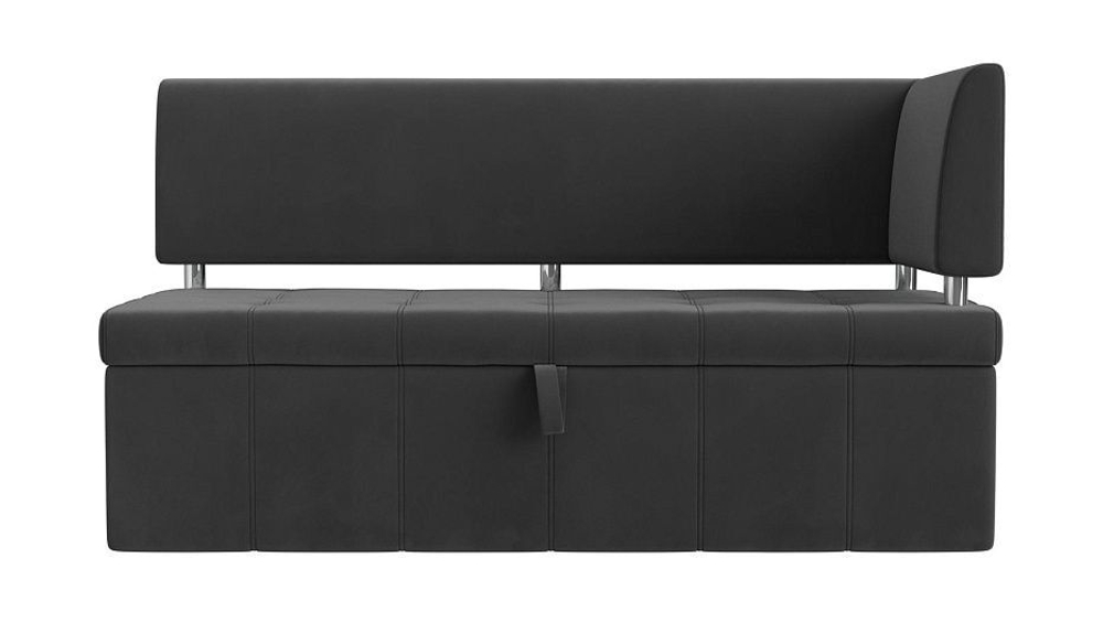 Диван кухонный прямой Стоун с углом правый, Серый, Велюр, 107270