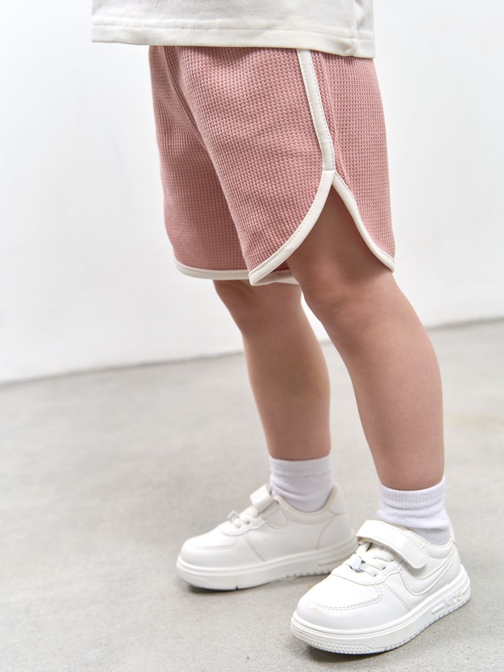 Комплект футболка и шорты "Пудра" из рифленой ткани 0+