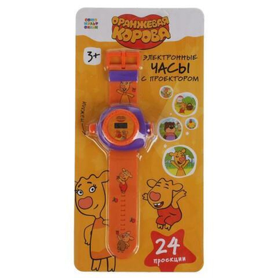 Часы с проектором "Оранжевая корова" электрон., 24 кадра, блист. (Умка)