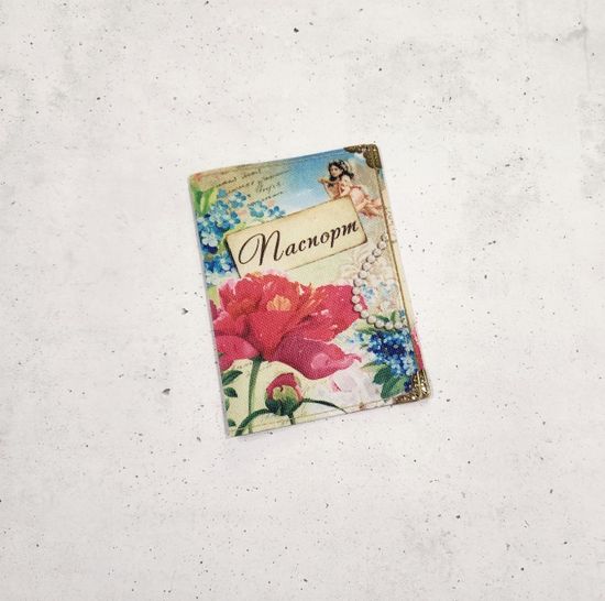 Обложка для паспорта "Винтаж" с металлическими углами