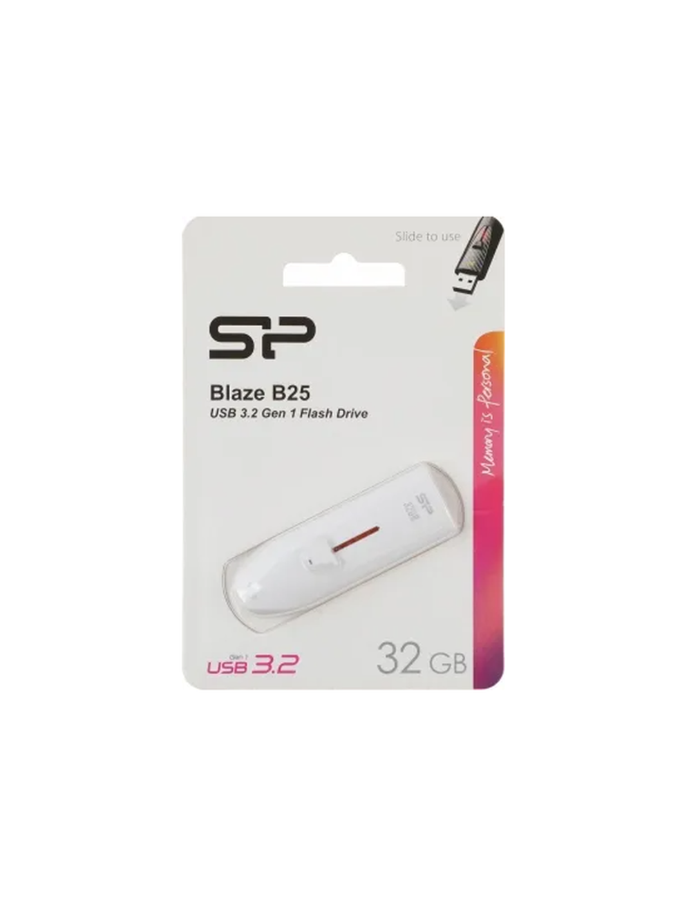 Флеш Диск Silicon Power 32Gb Blaze B25 SP032GBUF3B25V1W USB3.0 белый