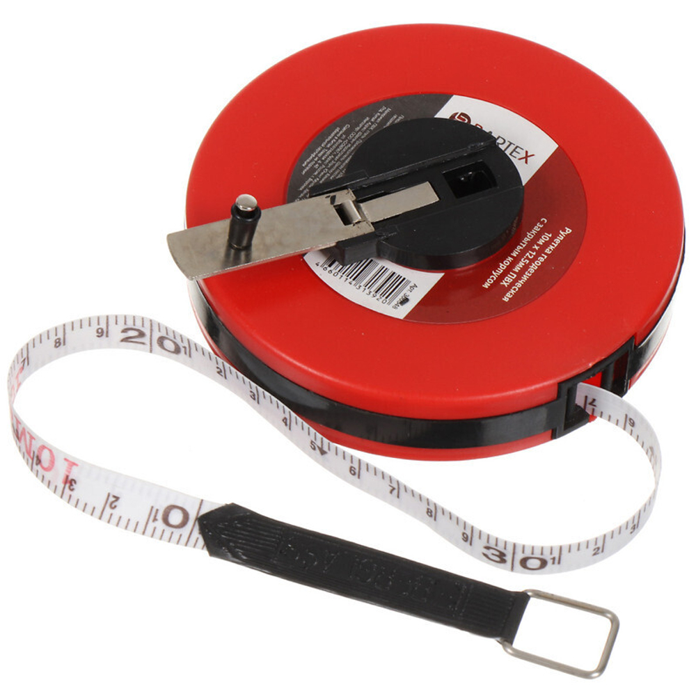 Рулетка геодезическая, 10 м, лента ПВХ, 12.5 мм, Bartex, шт