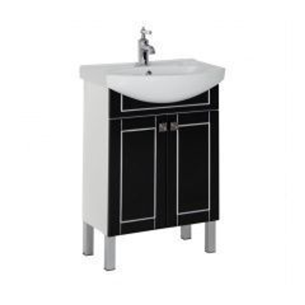 Тумба с раковиной Aquanet Честер 60 черный/серебро