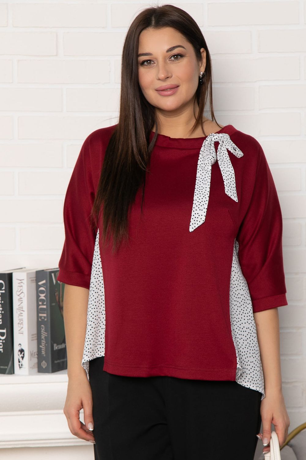 Блуза Федерика (бордово-белая) Б14997-18М LT Collection