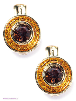 "Мансо" серьги в золотом покрытии из коллекции "Мариот" от Jenavi  с английским замком