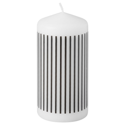 IKEA FENOMEN  (ИКЕА ФЕНОМЕН)  -  Свеча блочная без ароматизатора, узкая полосатая/черно-белая, 14 см