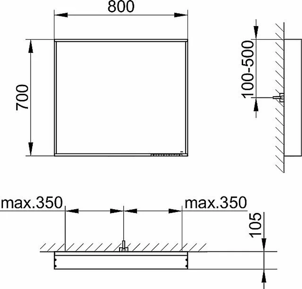 Зеркало KEUCO PLAN 33098112500 80 антрацит