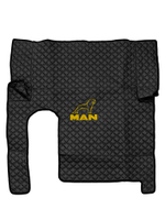 Ковры MAN TGX с 1-м ящиком (механика) (экокожа, черный, черный кант, желтая вышивка)