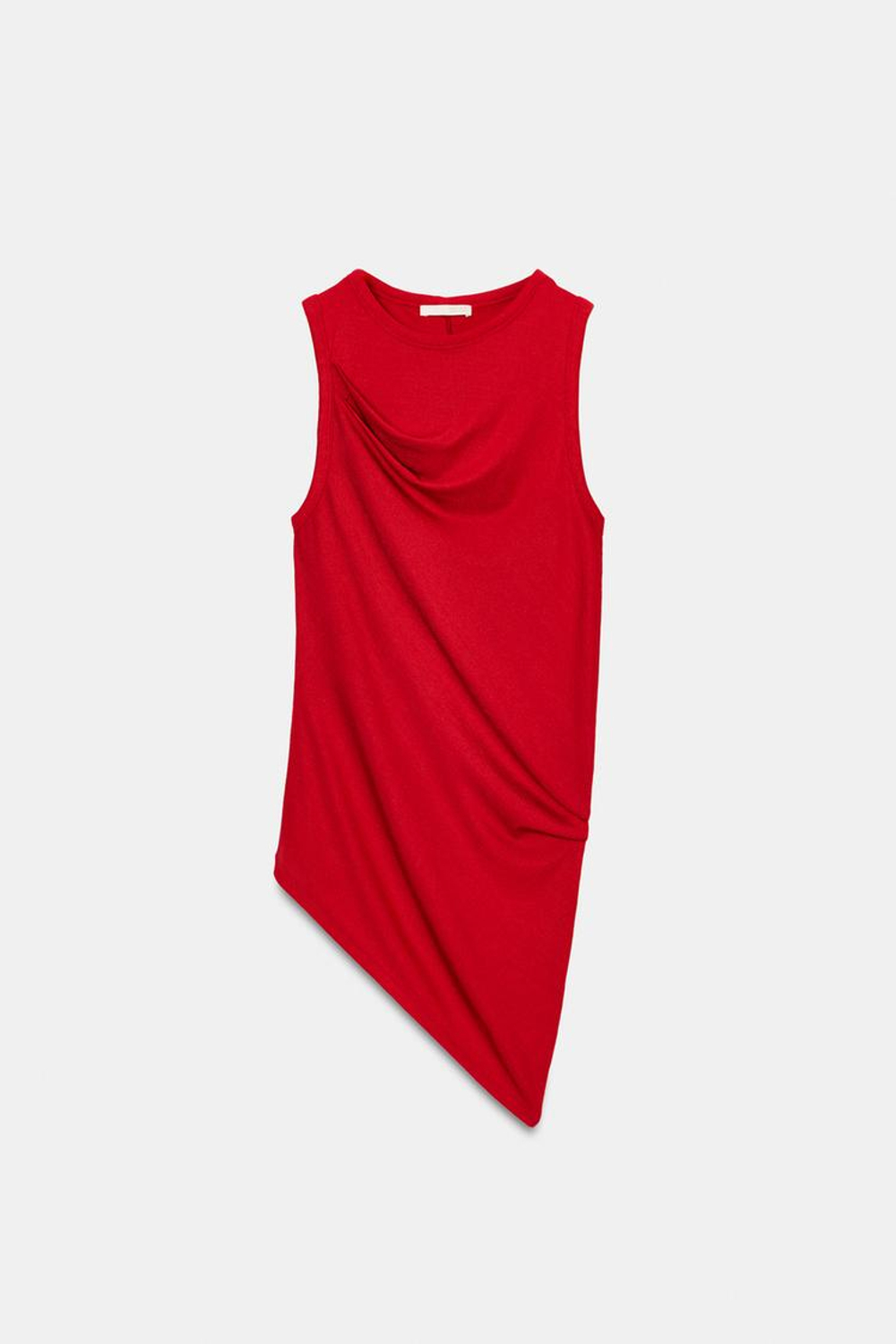 ZARA ДРАПИРОВАННЫЙ ТОП БЕЗ РУКАВОВ, КРАСНЫЙ