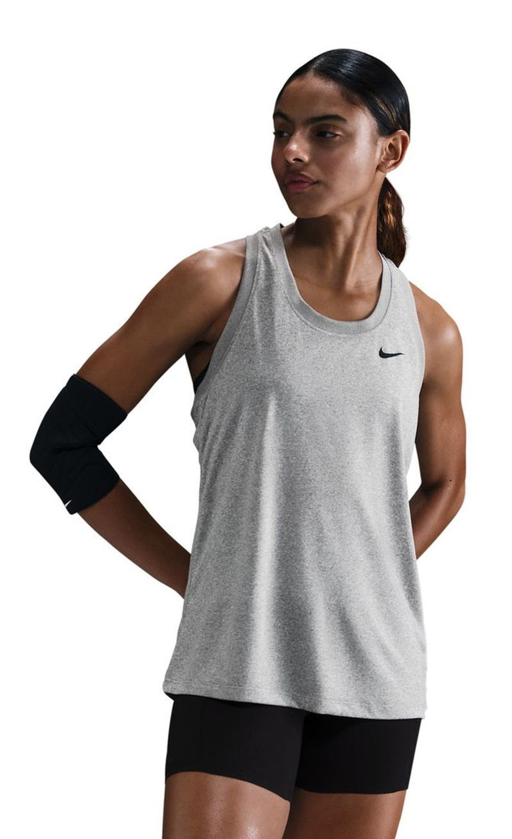 Женский топ теннисный Nike Dri-Fit Racerback - tumbled grey/flt silver/heather