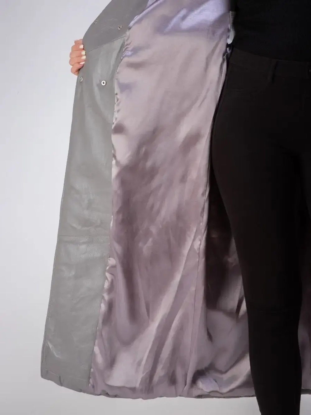 Пальто женское кожаное утепленное длинное Турция