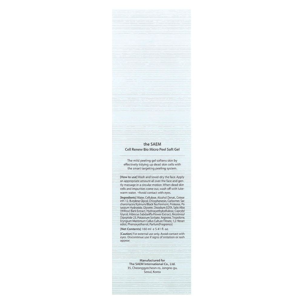 The Saem, Cell Renew, мягкий гель от Bio Micro Peel, 160 мл (5,41 жидк. унц.)