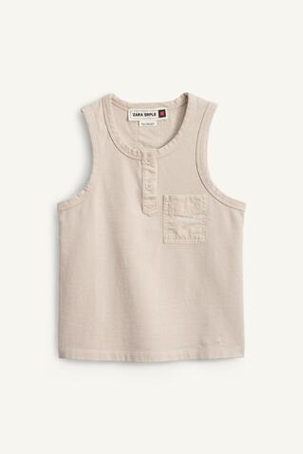 ZARA ФУТБОЛКА БЕЗ РУКАВОВ, БЕЖЕВЫЙ