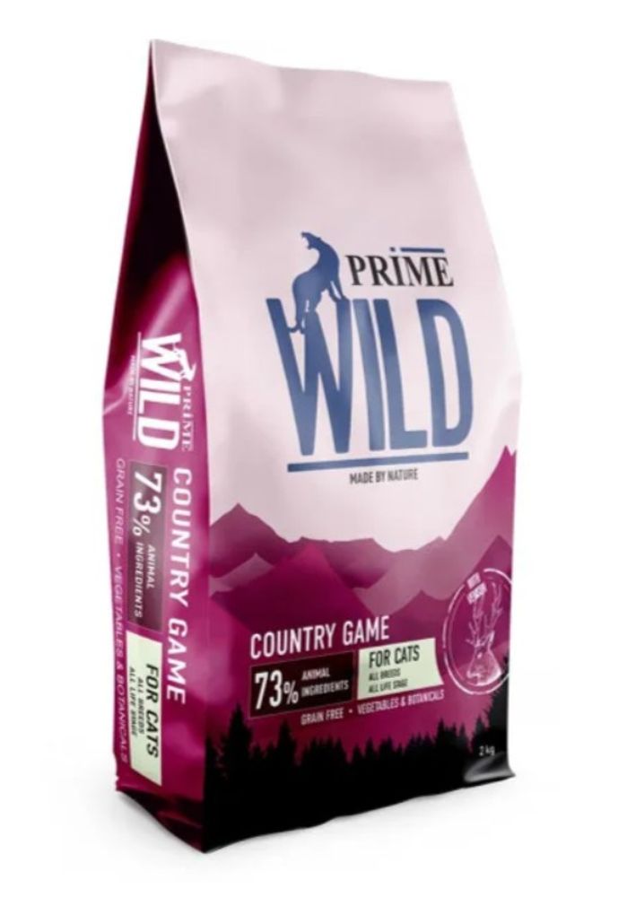 Сухой корм для кошек и котят PRIME WILD GF COUNRTY GAME беззерновой с уткой и олениной, Пакет 2 кг